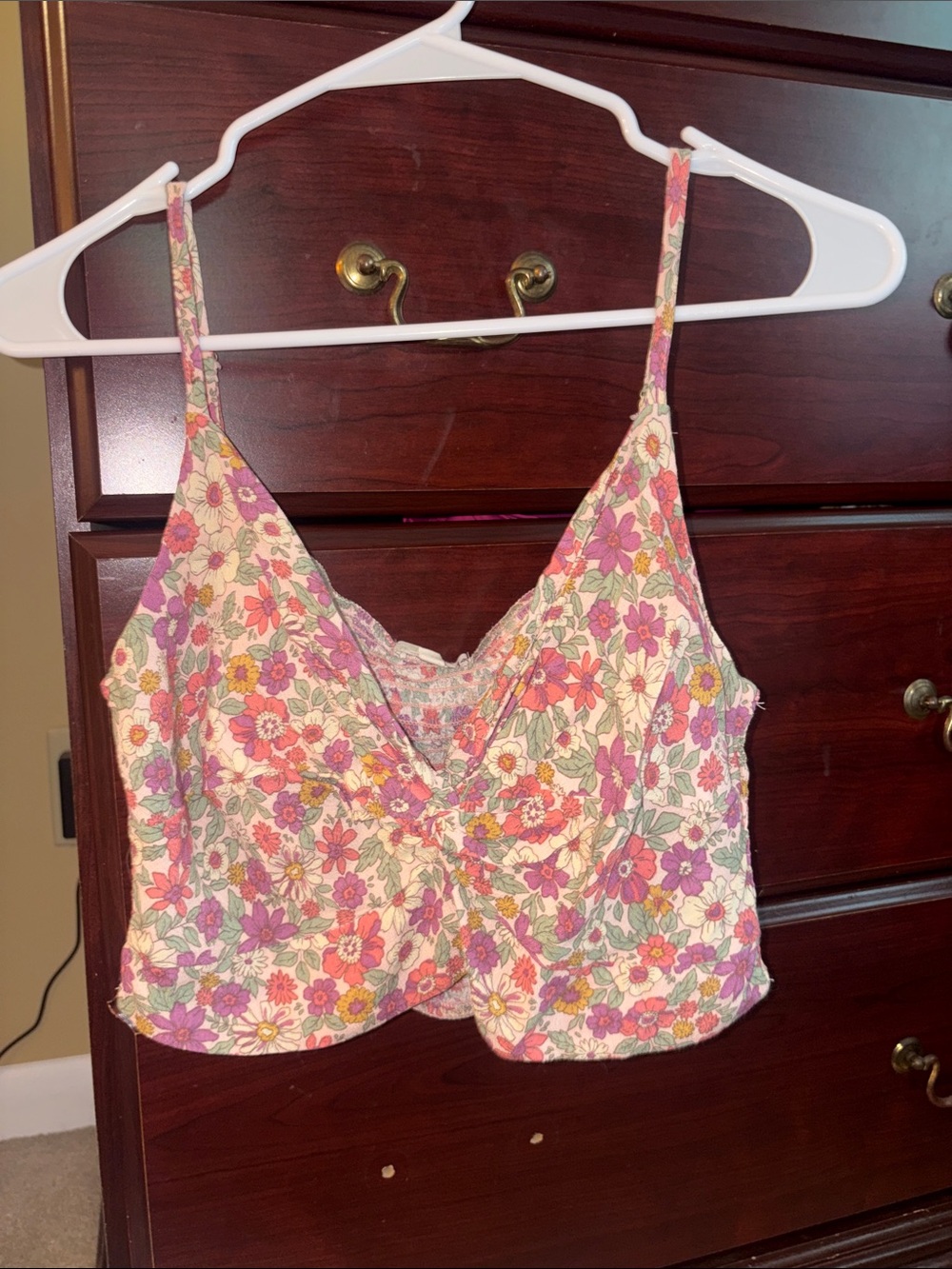Rewind Floral Lace-Trim Camisole in Pink, Purple & Green